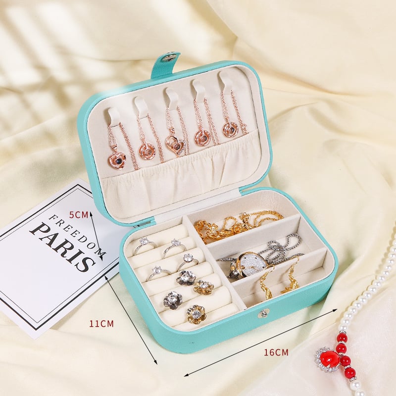 Prijenosna kutija za pohranu nakita od PU kože, kompaktni organizator za ogrlice, naušnice, prstene, ruž za usne i satovi, privatna oznaka dostupna