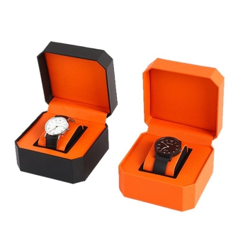 Осмоъгълна кутия за часовници от PU кожа с капак, дисплей за часовници и бижута