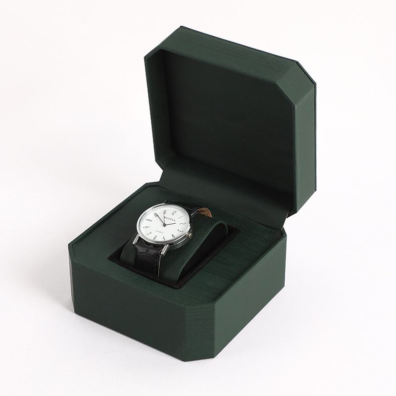 Осмоъгълна кутия за часовници от PU кожа с капак, дисплей за часовници и бижута