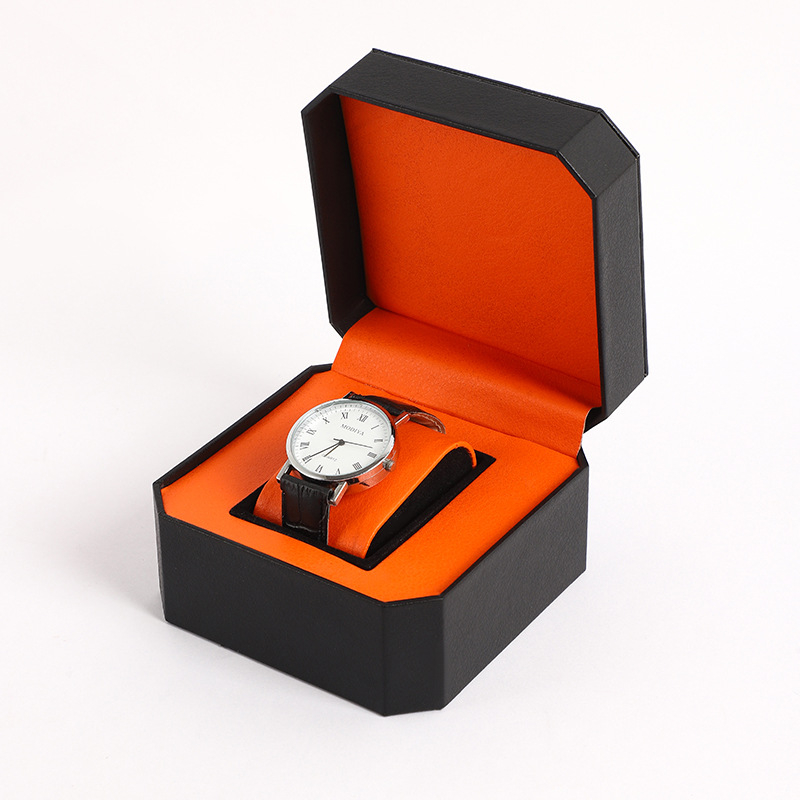 Осмоъгълна кутия за часовници от PU кожа с капак, дисплей за часовници и бижута