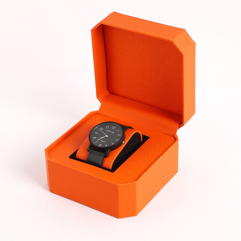 Осмоъгълна кутия за часовници от PU кожа с капак, дисплей за часовници и бижута