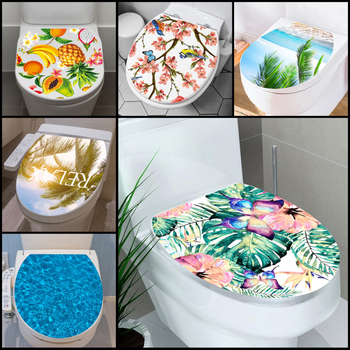 Wc sienas uzlīme – tropiska pludmales dekors, pašlīmējošs PVC, karikatūras stils, vannas istabai