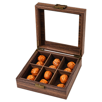 Kutija za nakit s vintage drvenim uzorkom i kožnim izgledom, kutija za skladištenje/izlaganje oraha i nakita, dekorativna glava lava, izložba Buddha perli; Materijal: Cortex.