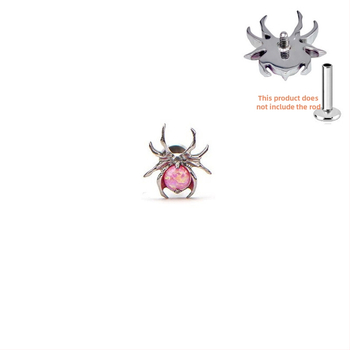 Titanio lūpų piercing su voratinklio formos bezel opalui, G23 lydinys