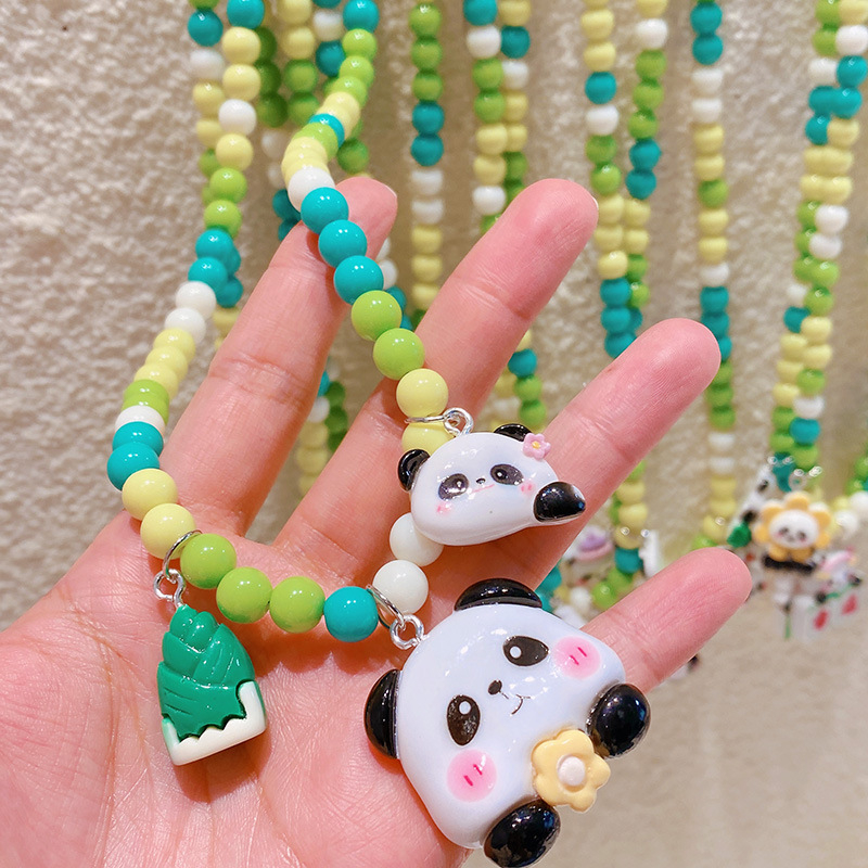 Hamalade Dječja ogrlica - Panda inspirirane geometrijske perle, korejski stil, mješavina materijala, svježe i slatko