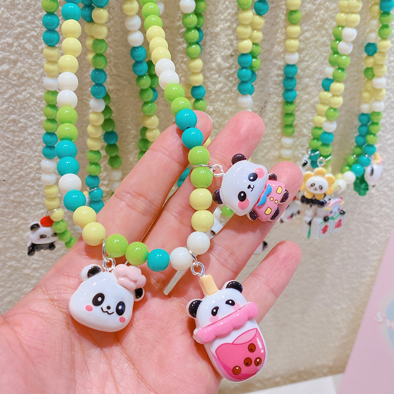 Hamalade Dječja ogrlica - Panda inspirirane geometrijske perle, korejski stil, mješavina materijala, svježe i slatko