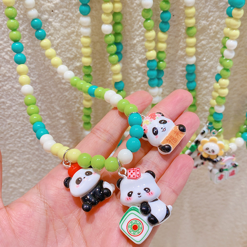 Hamalade Dječja ogrlica - Panda inspirirane geometrijske perle, korejski stil, mješavina materijala, svježe i slatko