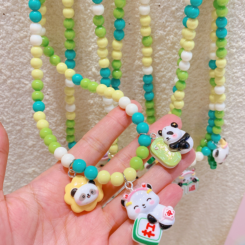 Hamalade Dječja ogrlica - Panda inspirirane geometrijske perle, korejski stil, mješavina materijala, svježe i slatko