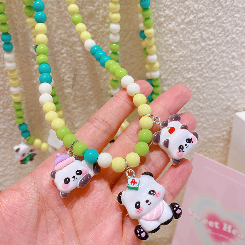 Hamalade Dječja ogrlica - Panda inspirirane geometrijske perle, korejski stil, mješavina materijala, svježe i slatko