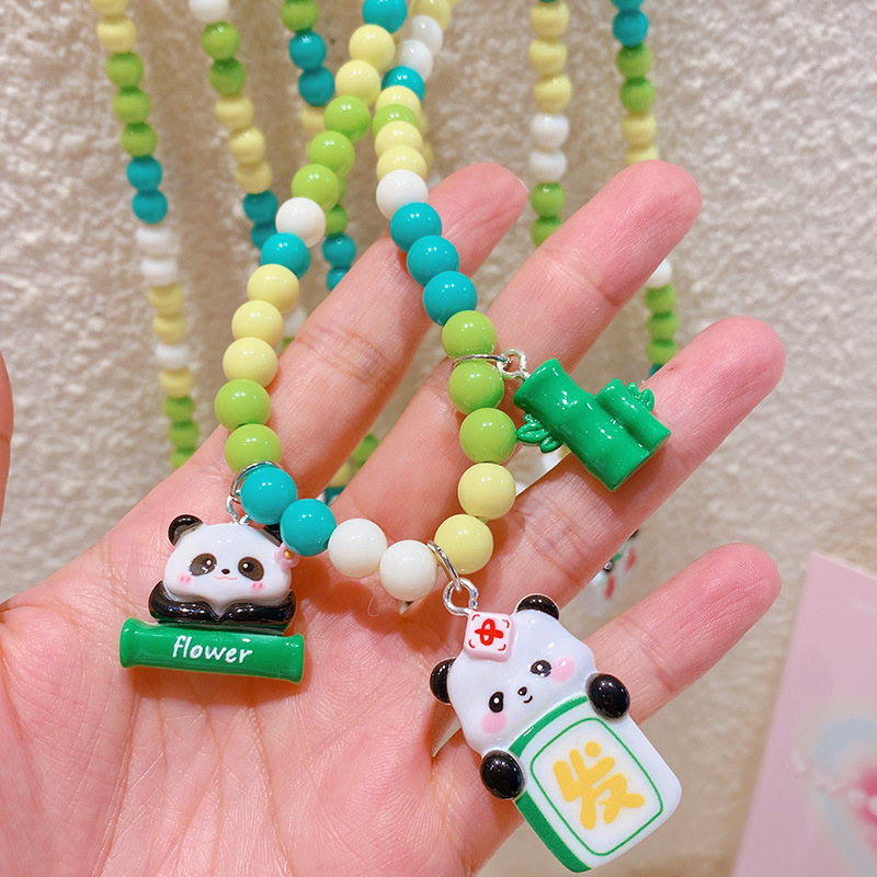 Hamalade Dječja ogrlica - Panda inspirirane geometrijske perle, korejski stil, mješavina materijala, svježe i slatko