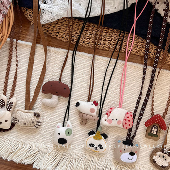 Bērnu auduma kaklarota ar dzīvnieku motīviem, rokdarbs, auduma kulons, pagarināšanas ķēde 11 cm un vairāk, piemērots 6–10 gadu vecumam