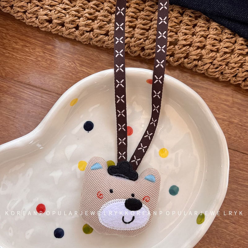 Bērnu auduma kaklarota ar dzīvnieku motīviem, rokdarbs, auduma kulons, pagarināšanas ķēde 11 cm un vairāk, piemērots 6–10 gadu vecumam