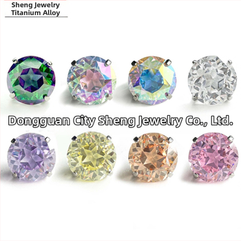 Star-Cut Zircon piercing papuošalai G23 titano, vidinis sriegis Lip Studs ir ausų kremzlės auskarai