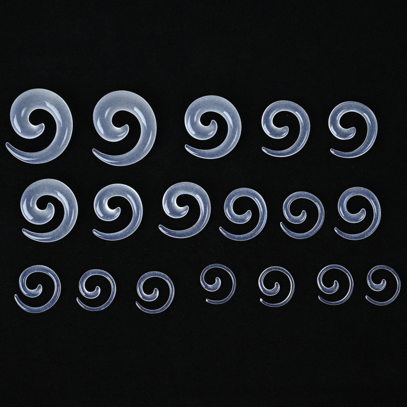 Auskarai ausims - Akriliniai, sraigės stiliaus, rankų darbo, krištolo akcentas