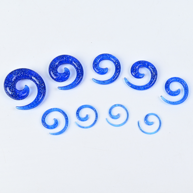 Auskarai ausims - Akriliniai, sraigės stiliaus, rankų darbo, krištolo akcentas