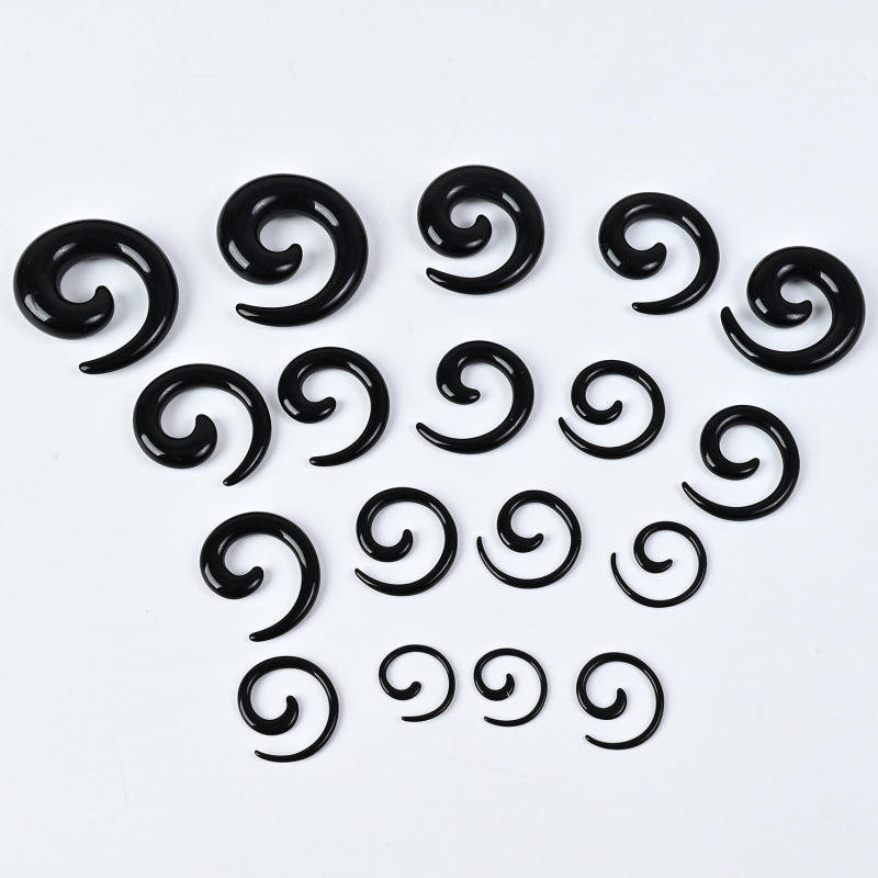 Auskarai ausims - Akriliniai, sraigės stiliaus, rankų darbo, krištolo akcentas