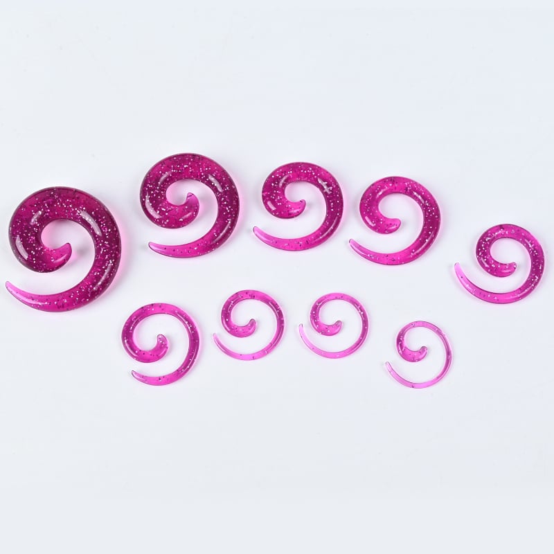 Auskarai ausims - Akriliniai, sraigės stiliaus, rankų darbo, krištolo akcentas