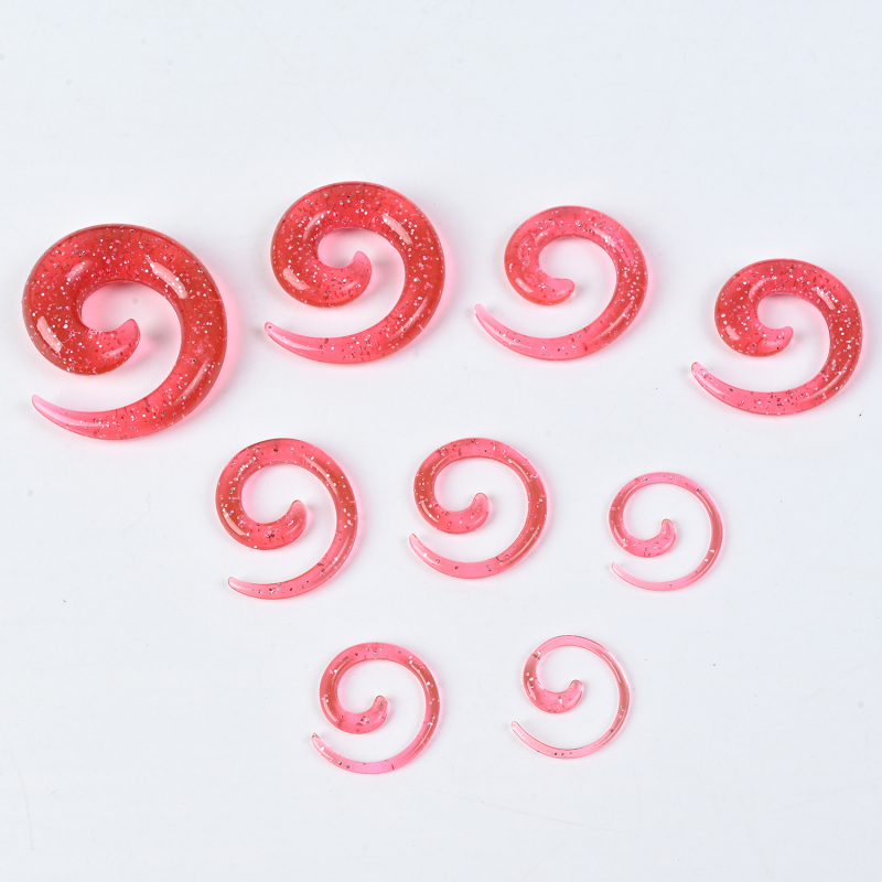 Auskarai ausims - Akriliniai, sraigės stiliaus, rankų darbo, krištolo akcentas