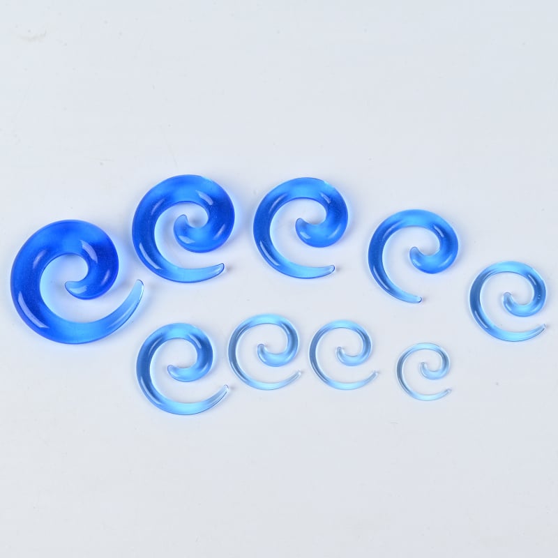 Auskarai ausims - Akriliniai, sraigės stiliaus, rankų darbo, krištolo akcentas