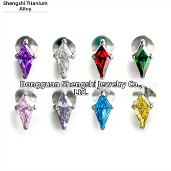 Kite cirkoniniai studiniai auskarai su G23 titanu, geometrinis rombas, universalus