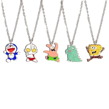 Колие с висулка на карикатурен герой, сплавна верижка, стил O-верига, висулка от сплав, пуснато през пролетта на 2023 г.