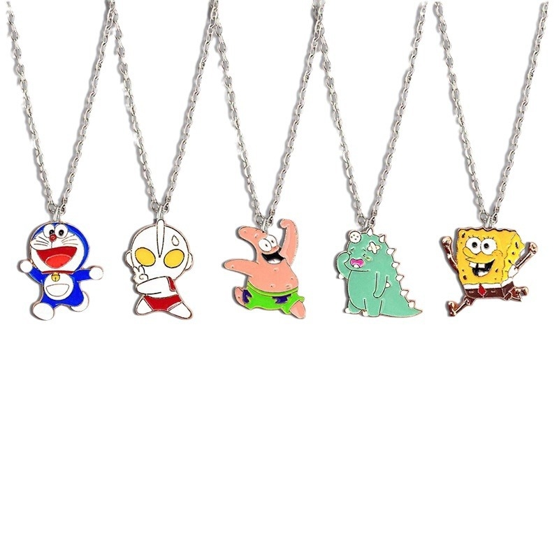 Колие с висулка на карикатурен герой, сплавна верижка, стил O-верига, висулка от сплав, пуснато през пролетта на 2023 г.