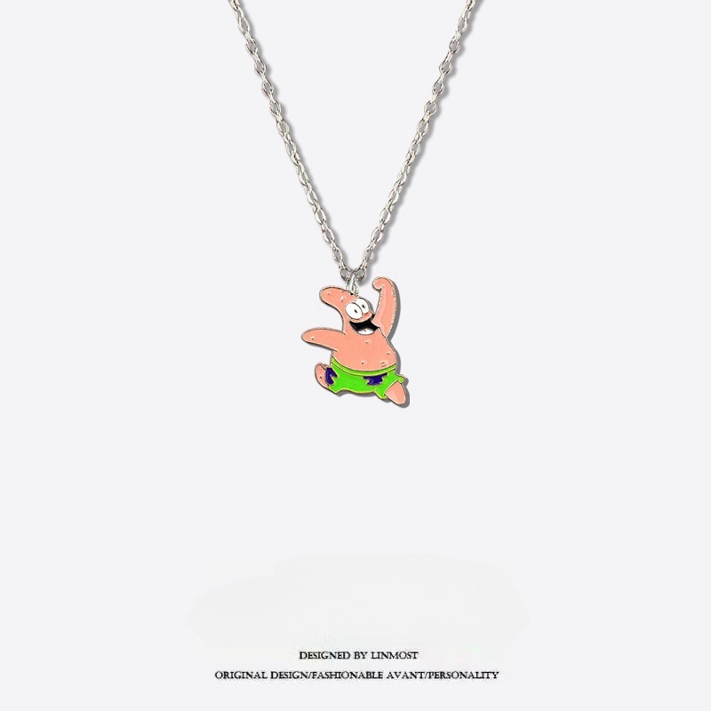 Колие с висулка на карикатурен герой, сплавна верижка, стил O-верига, висулка от сплав, пуснато през пролетта на 2023 г.