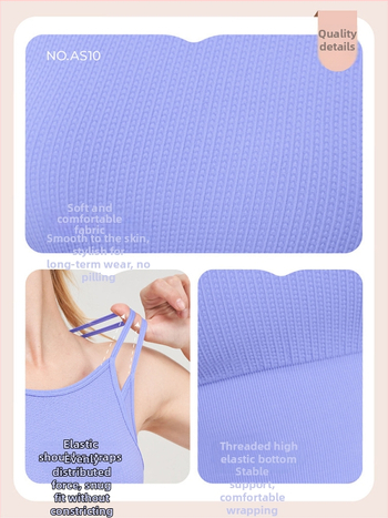 Sporta krūšturis-vestas treniņiem bezšuvju dizains - ārējais audums nylonammonija maisījums (92% neilons, 8% spandeksa oderes); pilnas krūšu formas kauss; moldēti kauss, augšdaļa plāna un apakšdaļa bieza; fiksētas dubultās siksnas; jacquard raksts