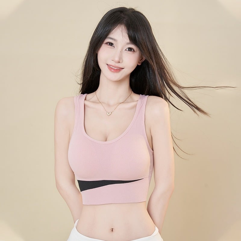 Bezvadu sieviešu sporta krūšturis ar pilnu krūšu kausu, elpojošs, mitruma vadība, ātri žūst, piemērots skrējienam un jogai