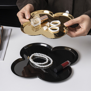 Neratised terasest lillekujuline ehtehoidla plaat – laualine dekoratiivne taldrik lille motiiviga, kerge luksusstiil, elektroplating