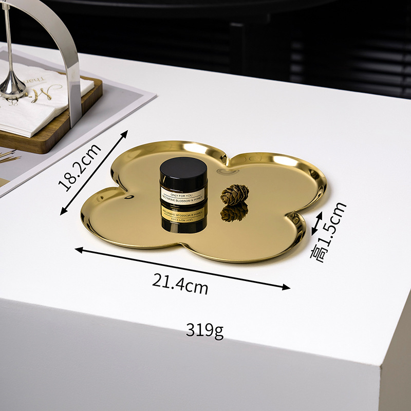 Neratised terasest lillekujuline ehtehoidla plaat – laualine dekoratiivne taldrik lille motiiviga, kerge luksusstiil, elektroplating