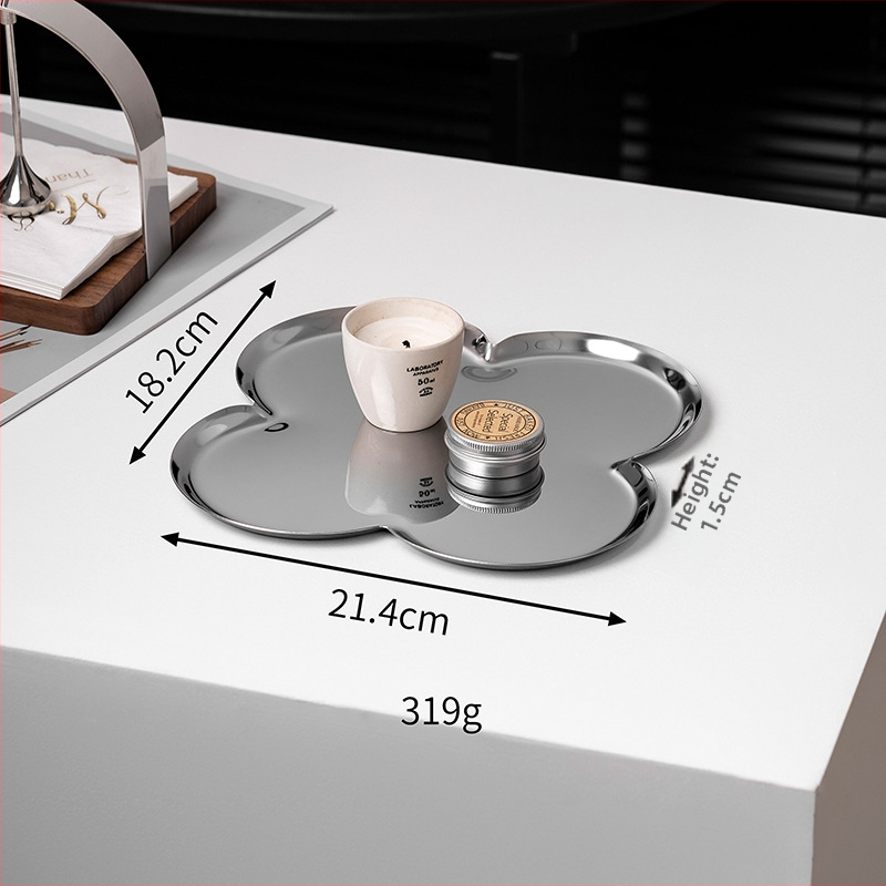 Neratised terasest lillekujuline ehtehoidla plaat – laualine dekoratiivne taldrik lille motiiviga, kerge luksusstiil, elektroplating