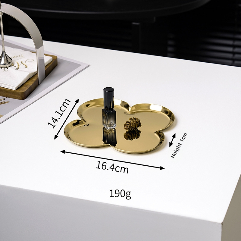 Neratised terasest lillekujuline ehtehoidla plaat – laualine dekoratiivne taldrik lille motiiviga, kerge luksusstiil, elektroplating