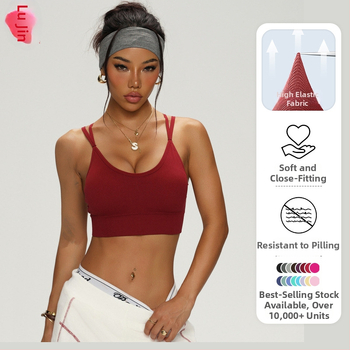 Bešvai jogas krūšturis – bezšuvju, 3/4 kauss, fiksētas dubultās siksnas, galvenais materiāls 90% neilons + 10% spandekss, oderējums no spandeksa, satur krūšu paliktņus