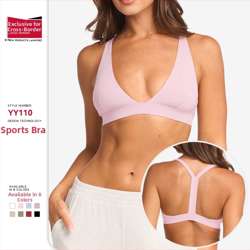 Joga sporta krūšturis ar ātru žūšanu un krūšu spilventiņu — pilns kauss, vidēja formas kauss, fiksētas dubultās siksnas, 75% neilons / 25% spandeks