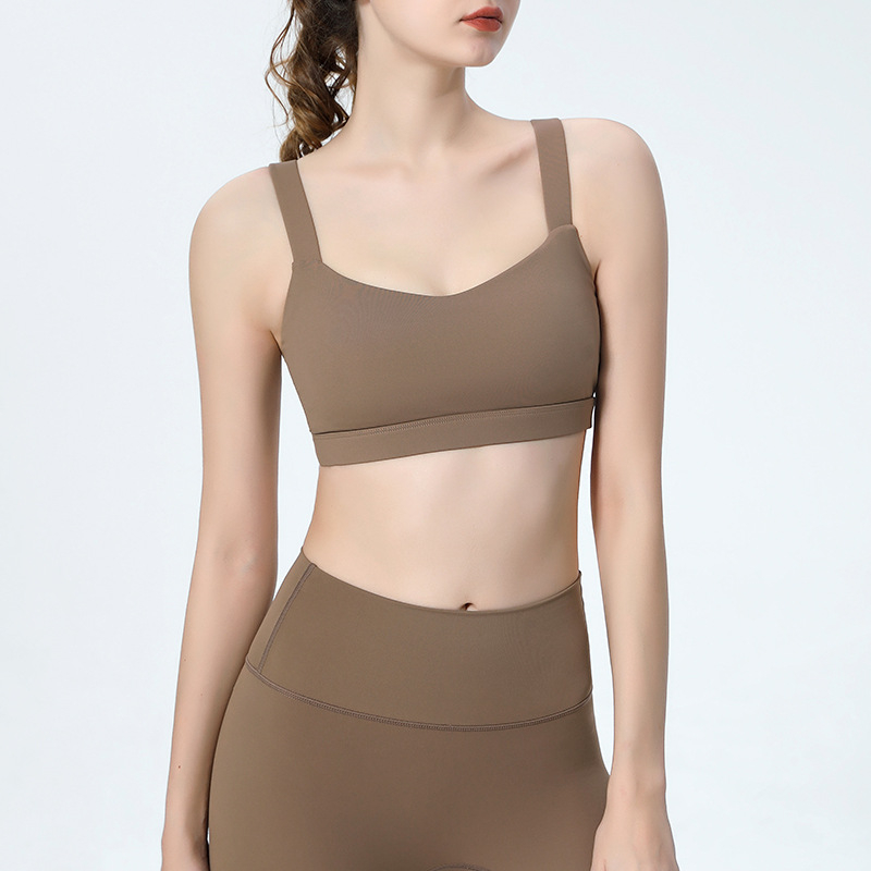 Anran Sieviešu šoks izturīgs jogas sporta krūšturis ar integrētu vestu, ātri žūst, 3/4 kauss, fiksēti dubulti pleciņi, 75% neilons galvenā auduma / 25% spandeksa oderes