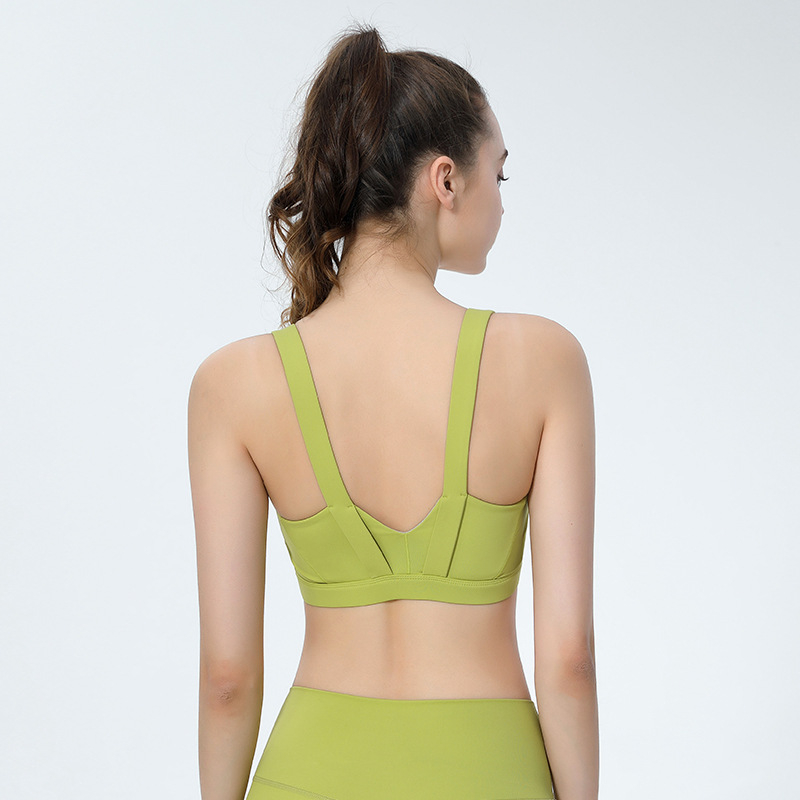 Anran Sieviešu šoks izturīgs jogas sporta krūšturis ar integrētu vestu, ātri žūst, 3/4 kauss, fiksēti dubulti pleciņi, 75% neilons galvenā auduma / 25% spandeksa oderes