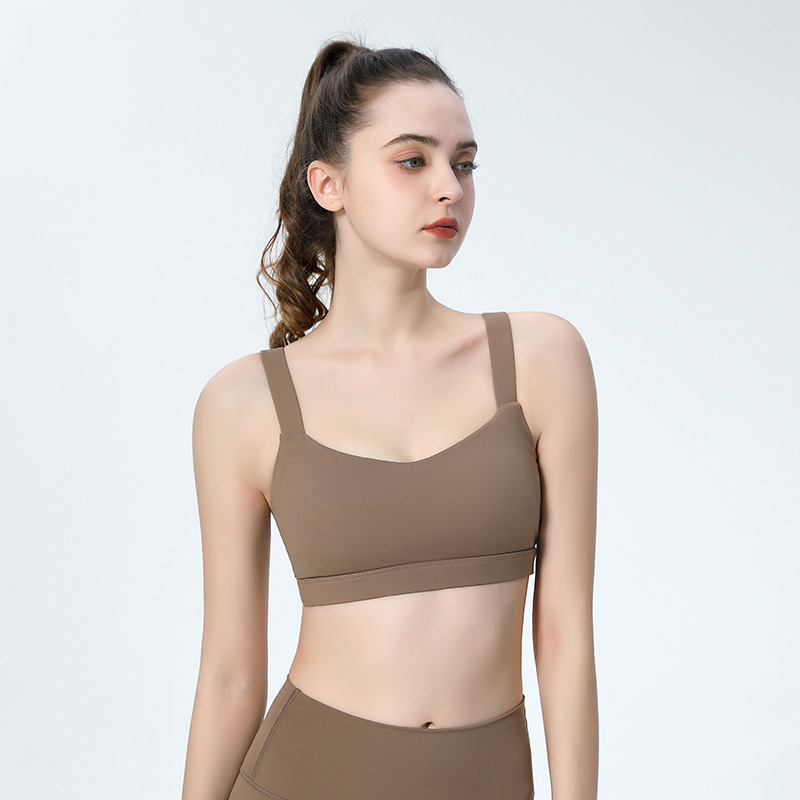 Anran Sieviešu šoks izturīgs jogas sporta krūšturis ar integrētu vestu, ātri žūst, 3/4 kauss, fiksēti dubulti pleciņi, 75% neilons galvenā auduma / 25% spandeksa oderes