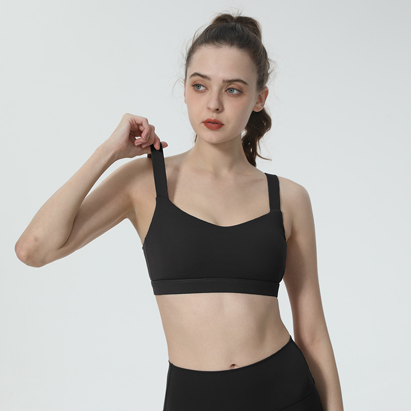 Anran Sieviešu šoks izturīgs jogas sporta krūšturis ar integrētu vestu, ātri žūst, 3/4 kauss, fiksēti dubulti pleciņi, 75% neilons galvenā auduma / 25% spandeksa oderes