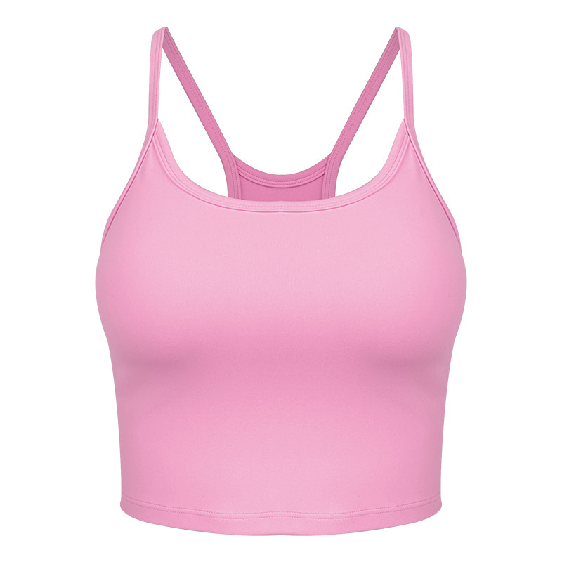 Sieviešu fitnesa sporta krūšturis ar fiksētām kaussēm, elpojošs neilona/spandeksa audums, pilnas kauss, plāns veidots kauss, fiksētas dubultās siksnas