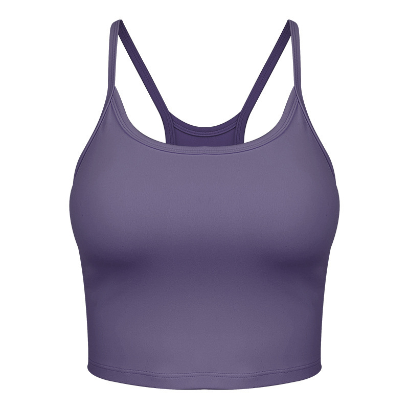Sieviešu fitnesa sporta krūšturis ar fiksētām kaussēm, elpojošs neilona/spandeksa audums, pilnas kauss, plāns veidots kauss, fiksētas dubultās siksnas