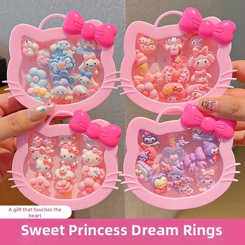 Bērnu Kuromi gredzens – karikatūras stilā, plastmasa/resīns, rozā kvarca kristāls, vecums 3–10 gadi, štancēšanas tehnika