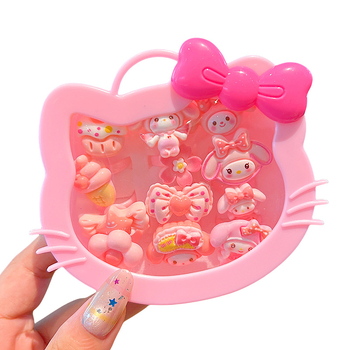 Bērnu Kuromi gredzens – karikatūras stilā, plastmasa/resīns, rozā kvarca kristāls, vecums 3–10 gadi, štancēšanas tehnika