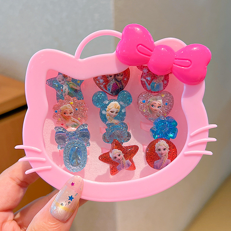 Bērnu Kuromi gredzens – karikatūras stilā, plastmasa/resīns, rozā kvarca kristāls, vecums 3–10 gadi, štancēšanas tehnika