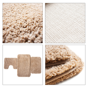 Trodjelni set prostirki za kupaonicu: debeli, protuklizni, kviltid, odvojivi, upijaju vodu i otporni na mrlje, poliester, glavni sadržaj 81-90%