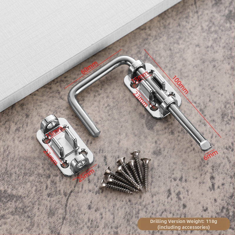 Durvju aizslēga bez urbšanas, cinka sakausējums, daudzleņķa aizslēgs 90°/180°, elektroplatinga pārklājums
