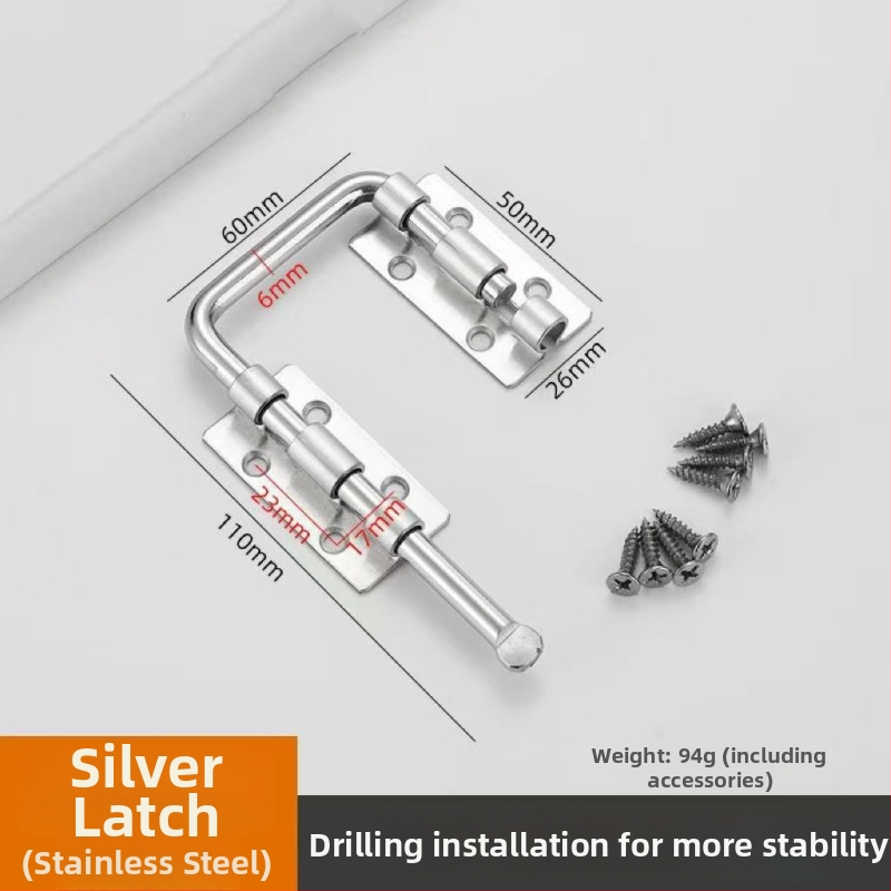 Durvju aizslēga bez urbšanas, cinka sakausējums, daudzleņķa aizslēgs 90°/180°, elektroplatinga pārklājums