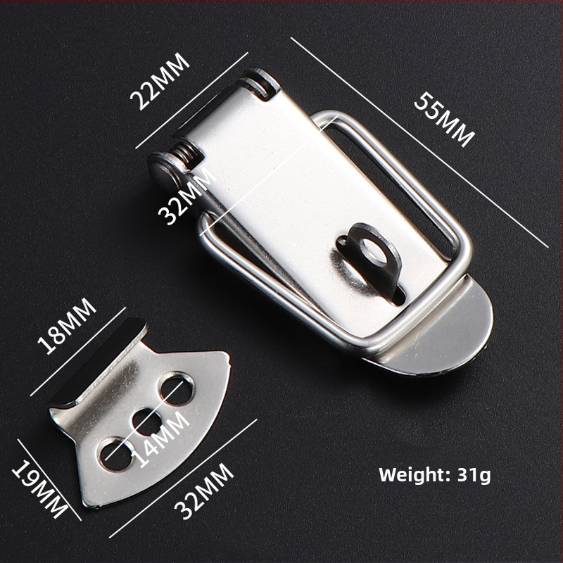 Nerūsējošā tērauda Duckbill aizvērējs, piemērots koka kastēm, ūdens tvertnēm un instrumentu kastēm, pulēta virsma, mūsdienīgs minimālisks stils