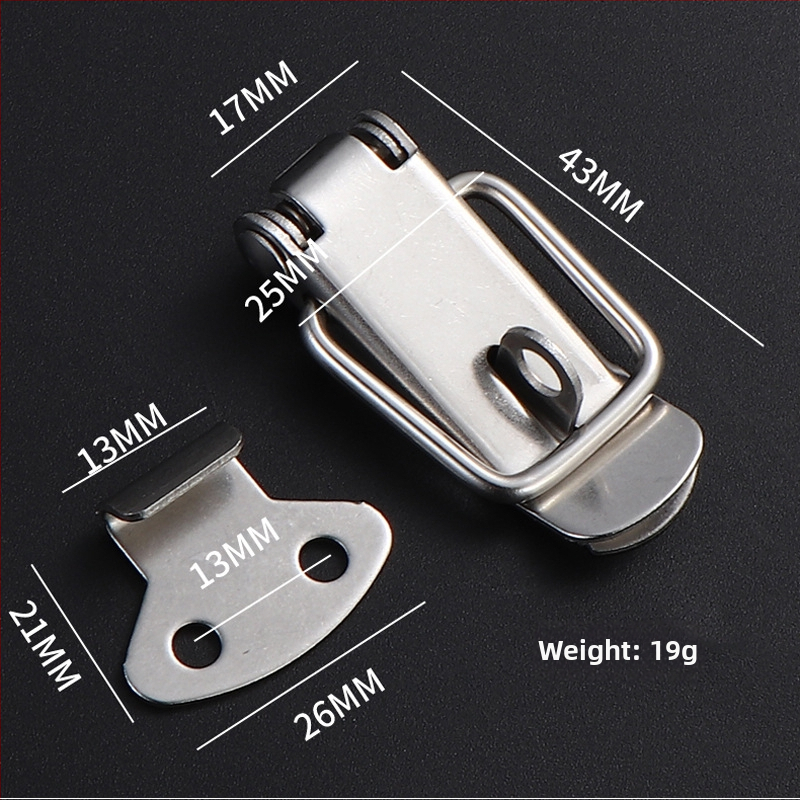 Nerūsējošā tērauda Duckbill aizvērējs, piemērots koka kastēm, ūdens tvertnēm un instrumentu kastēm, pulēta virsma, mūsdienīgs minimālisks stils