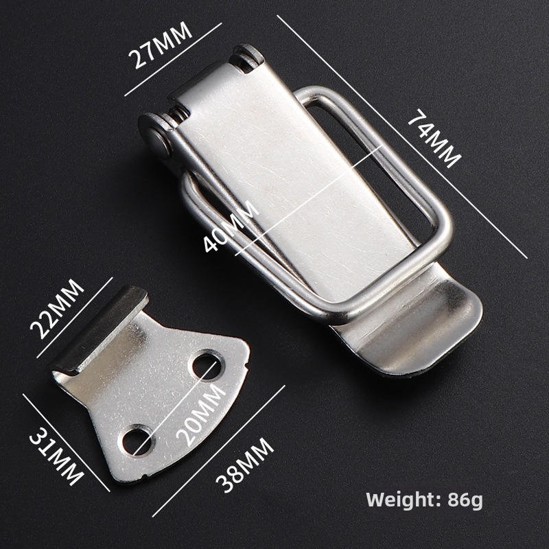 Nerūsējošā tērauda Duckbill aizvērējs, piemērots koka kastēm, ūdens tvertnēm un instrumentu kastēm, pulēta virsma, mūsdienīgs minimālisks stils